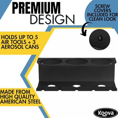 Wall Mount Air Tool Holder with 3 Aerosol Can Storage