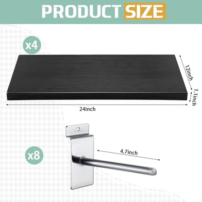 Wooden Floating Shelves for Wall Set of 4 (4 Count)