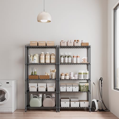 1250 lbs 5 Tier Shelf Metal Storage Shelves Shelving Wire Rack Heavy Duty Closet Organizers for Garage Kitchen Bathroom Laundry Black 15.7" D x 33.5" W x 68.5" H (5 Count)