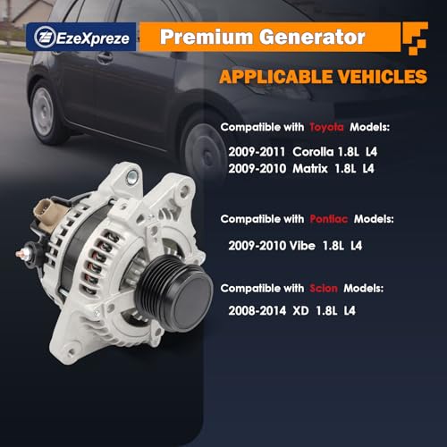 Ezexpreze Alternator 11385N Replacement for 1.8L L4 Toyota Corolla 2009