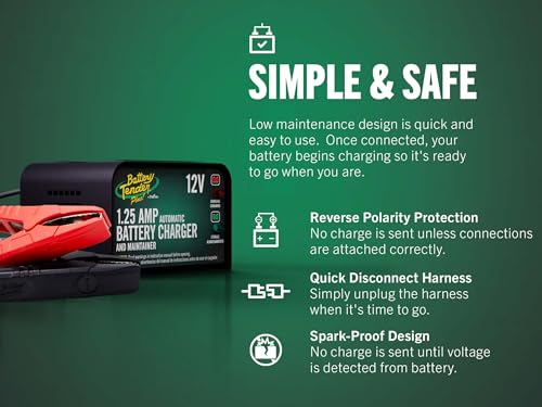 Plus 12V 1.25 AMP Car & Motorcycle Battery Charger and Maintainer