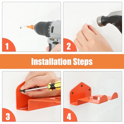 4 Pack Weed Eater Hanger Wall Mounted Bulk Weedeater Garage Trimmer Rack Heavy Duty Garden Tool Hanger Steel Weed Whackers Holder Organizer Hooks for Grass Garden Tools (4 Count)