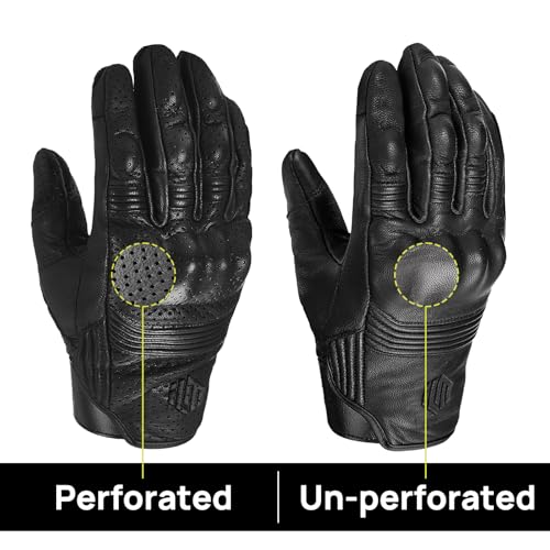 Goatskin Leather Motorcycle Motorbike Powersports Racing Gloves Touchscreen for Men and Women Model DN01