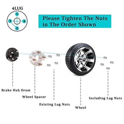 2 Inch Golf Cart Wheel Spacers Kit with Lug Nuts