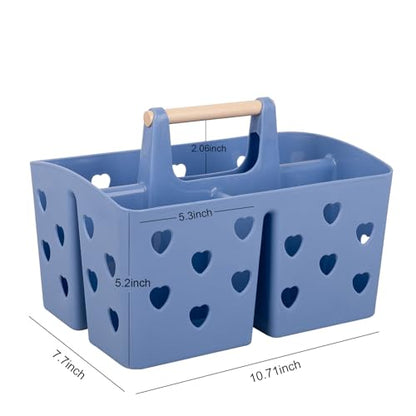 Portable Shower Caddy Plastic Shower Basket Organizer with Handle Dark Blue (12.64 Ounce)