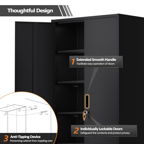 Metal Garage Storage Cabinet with 2 Doors and 5 Adjustable Shelves
