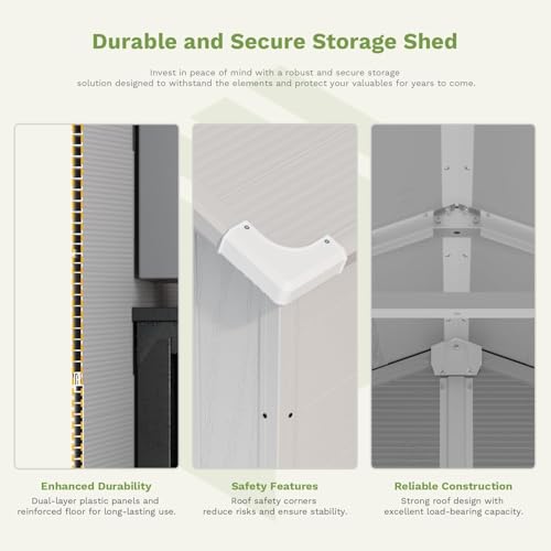 6X6 FT Plastic Outdoor Storage Shed with Floor