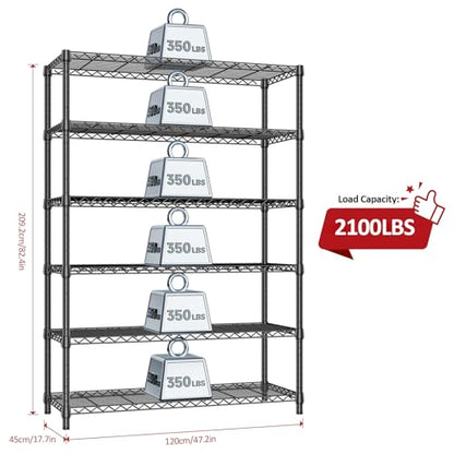 6 Tier Heavy Duty Metal Wire Shelving Unit