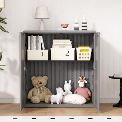 Indoor Outdoor Storage Cabinet with Doors and Shelf