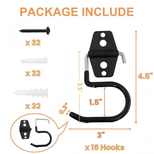 16 Pack Metal Broom Hooks (16 Count)