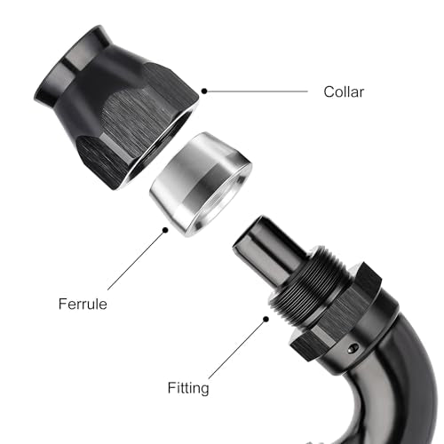 12AN 120 Degree PTFE One Piece Full Flow End Hose Fitting Aluminum Black