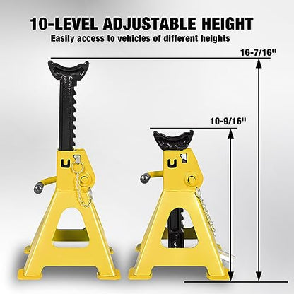 2 Ton Jack Stands with Double Locking and Large Foot Base for Lifting Car (2 Count)