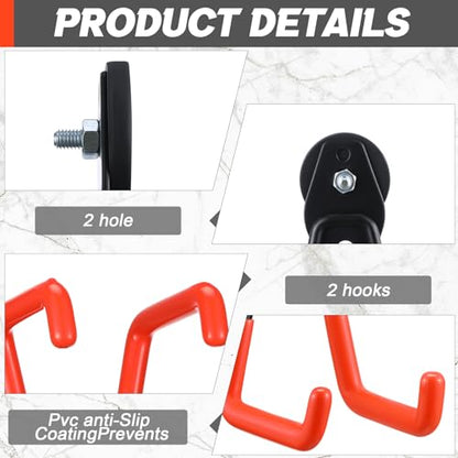 10 Pcs Large Magnetic Hooks Heavy Duty Garage Magnet Hooks Strong Storage Utility Magnetic Hangers with Anti Slip Rubber Coating for Indoor and Outdoor Hanging