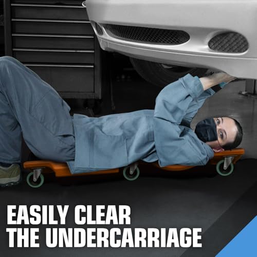 40" L X 19" W Vehicle Repair Low Profile Plastic Rolling Garage Shop Creeper with Padded Headrest