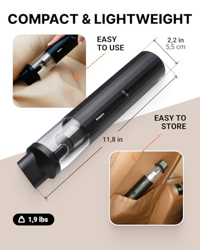 Portable Handheld Car Vacuum Cleaner with HEPA & Stainless Steel Filter