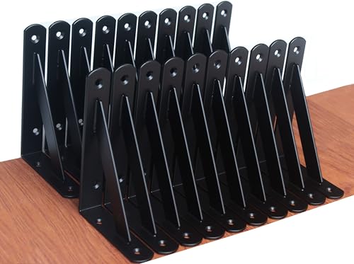 20 Pack L6 x H 4" Black Heavy Duty Shelf Brackets with Screws Metal Shelf Brackets Shelf Support Angle Brackets for Shelves L Brackets Heavy Duty Floating Shelf (20 Count)