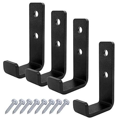 4 Pack 1-5/8" Heavy Duty Steel J Hook, Wall Mount Garage Hanging Bracket (4 Count)