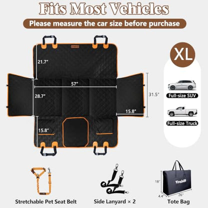Hard Bottom Waterproof Dog Seat Cover Hammock for Full Size Truck