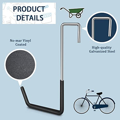 12 Pack Heavy Duty Rafter Hooks for Hanging Vinyl Coated Large S Hooks for Hanging Ladder Bike Hangers Garage Storage Organizer Black (12 Count)
