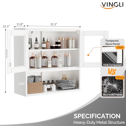 Metal Wall Cabinet with Locking Glass Doors