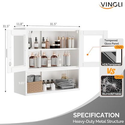 Metal Wall Cabinet with Locking Glass Doors