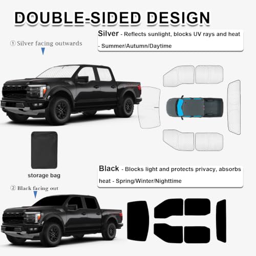 6pcs Thicken Full Window Sun Shades for Ford F (6 Count)