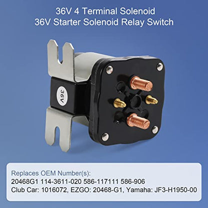 36V 4 Terminal Solenoid 20468G1 36V Solenoid Relay Switch Replacement for EZGO