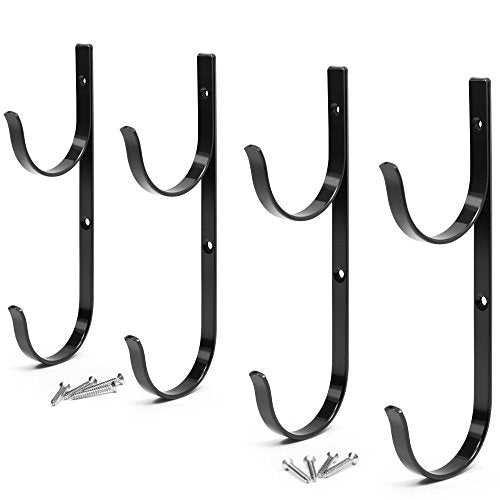 Pool Pole Hanger Premium Black Aluminium Holder Set (4 Count)