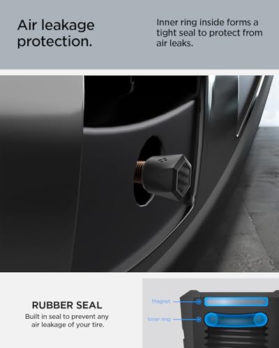 Magnetic Car Tire Valve Caps in Carbon Black (4 Count)