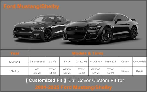 6 Layers Waterproof Car Cover for Ford Mustang