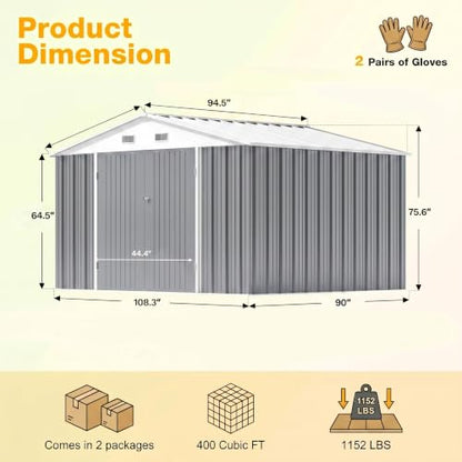 10x8 FT Outdoor Storage Shed with Floor Frame