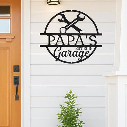 Custom Garage Workshop Metal Sign Personalized Tool Name Wall Art for Car Truck Mechanic Shop Decor Durable Steel Sign for Dad Husband Men’s Auto Workspace or Fence