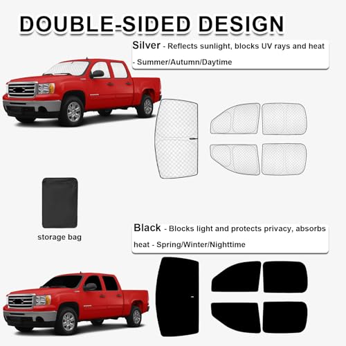 5pcs Car Sun Shades Custom for GMC Sierra 2007 (5 Count)