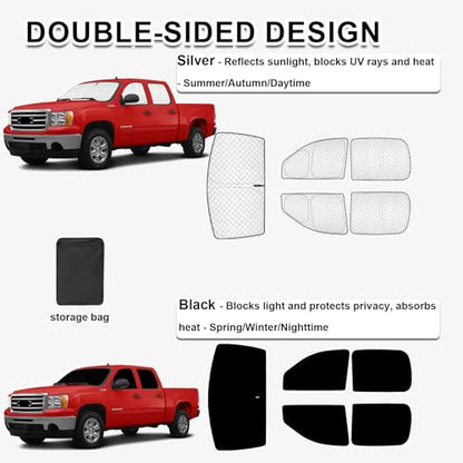 5pcs Car Sun Shades Custom for GMC Sierra 2007 (5 Count)