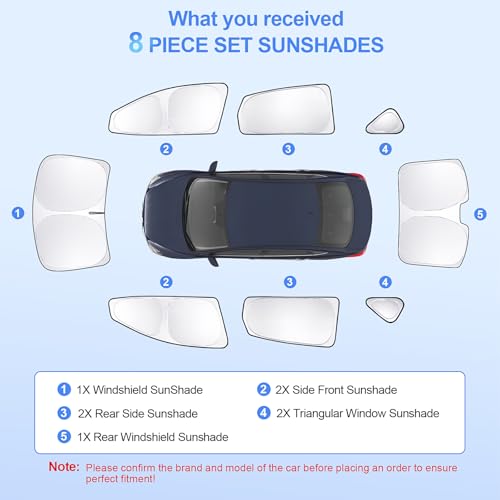 8pcs Car Window Shades for Nissan Sentra 2014 (8 Count)