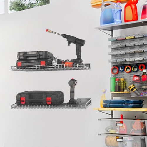 Garage Wall Shelves 23.6"x11.8" Wall Mount Metal Shelves 2 Pack
