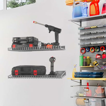 Garage Wall Shelves 23.6"x11.8" Wall Mount Metal Shelves 2 Pack