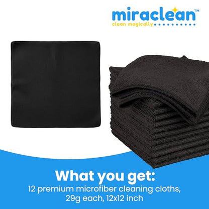 Microfiber Cleaning Cloth Black 12 Pack Premium Microfiber Towels for Cars (12 Count)