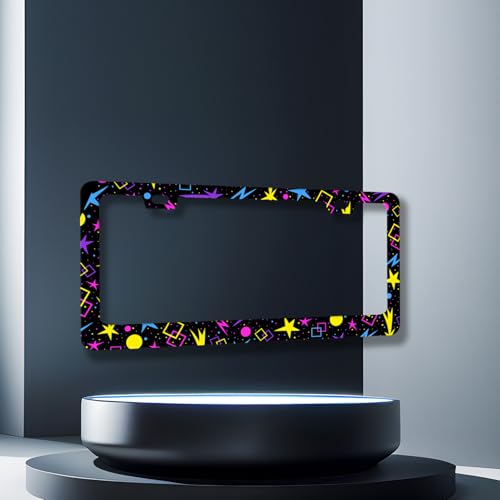 Psychedelic Stars License Plate Frame Stainless Steel Funny License Holder
