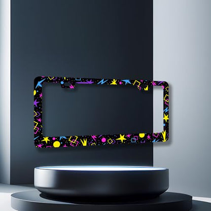 Psychedelic Stars License Plate Frame Stainless Steel Funny License Holder
