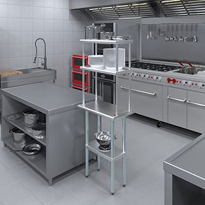 Stainless Steel Work Table Double Tier Overshelf