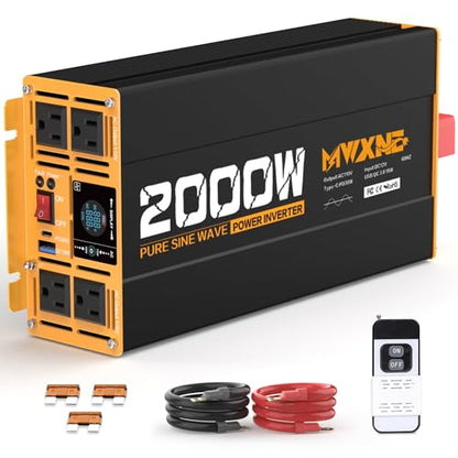 2000W Pure Sine Wave Inverter 12V DC to 110V 120V AC Car Converter for RV Truck Off