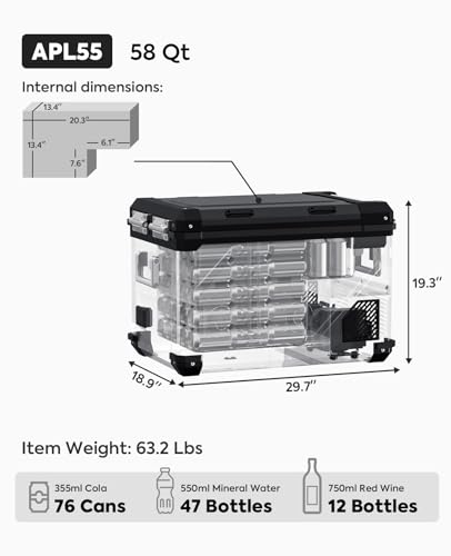 APL55 Dual Zone Portable Refrigerator Freezer Bluetooth Controlled