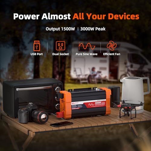 1500W Pure Sine Wave Inverter 12V to 110V Converter