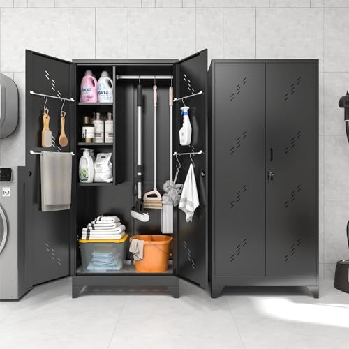 75" Metal Storage Cabinet with Lockable Doors