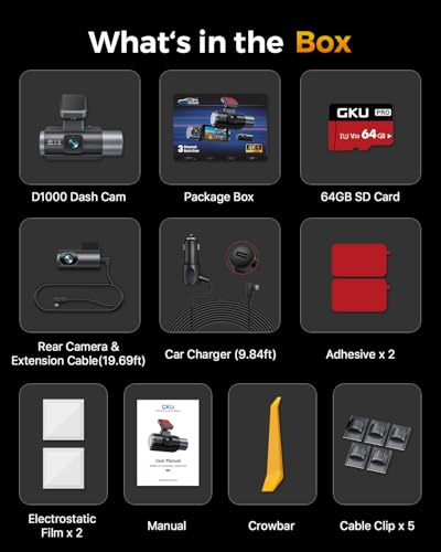4K 3 Channel Dash Cam Front and Rear Inside