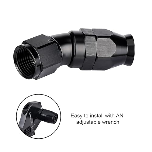 12AN 30 Degree PTFE One Piece Full Flow End Hose Fitting Aluminum Black
