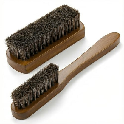 Leather & Upholstery Cleaning Brush Set with Compact Wood Handle (2 Count)
