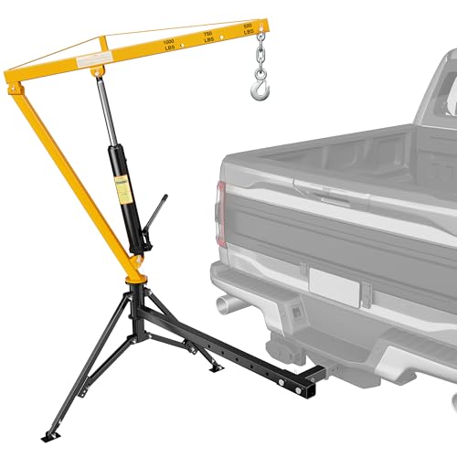 Truck Crane 1000 lb Receiver Hitch Hydraulic 360 Swivel