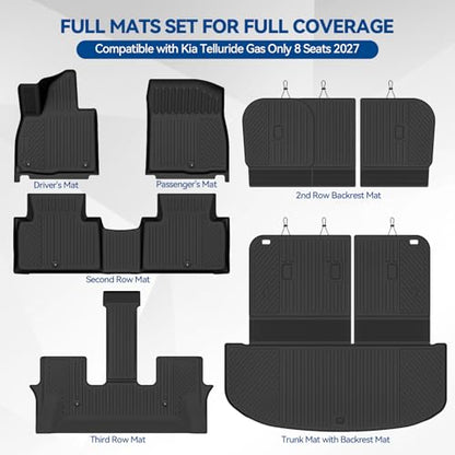 Custom Fit Floor Mats for Kia Telluride Gas Only 8 Seats 2027